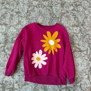 Old Navy Magenta Sweatshirt with Yellow and White Flowers